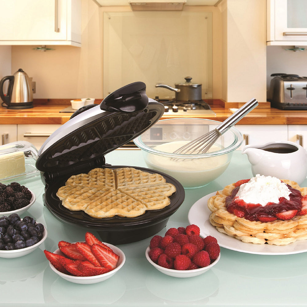 Euro Cuisine WM520 Heart Shaped Waffle Maker - With Eco Friendly Non-Stick Ceramic Coating (PTFE and PFOA Free Non Stick Plates)