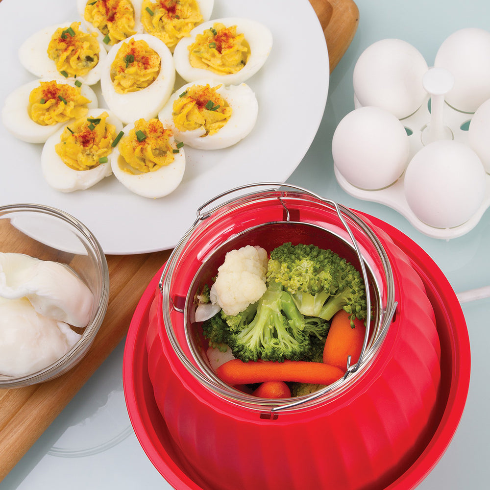 Electric Mini Food Steamer and Egg Cooker with Auto Shut Off Feature