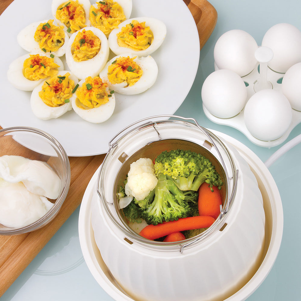 Electric Mini Food Steamer and Egg Cooker with Auto Shut Off Feature