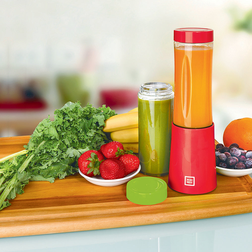 Euro Cuisine MM1R - Mini Mixx Personal Blender with 2 Tritan Bottles - Red