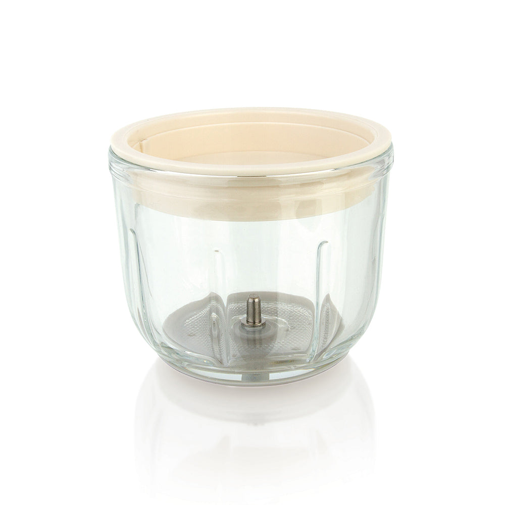 Euro Cuisine Mini Cordless/Rechargeable Chopper with USB Cord & Glass Bowl - White