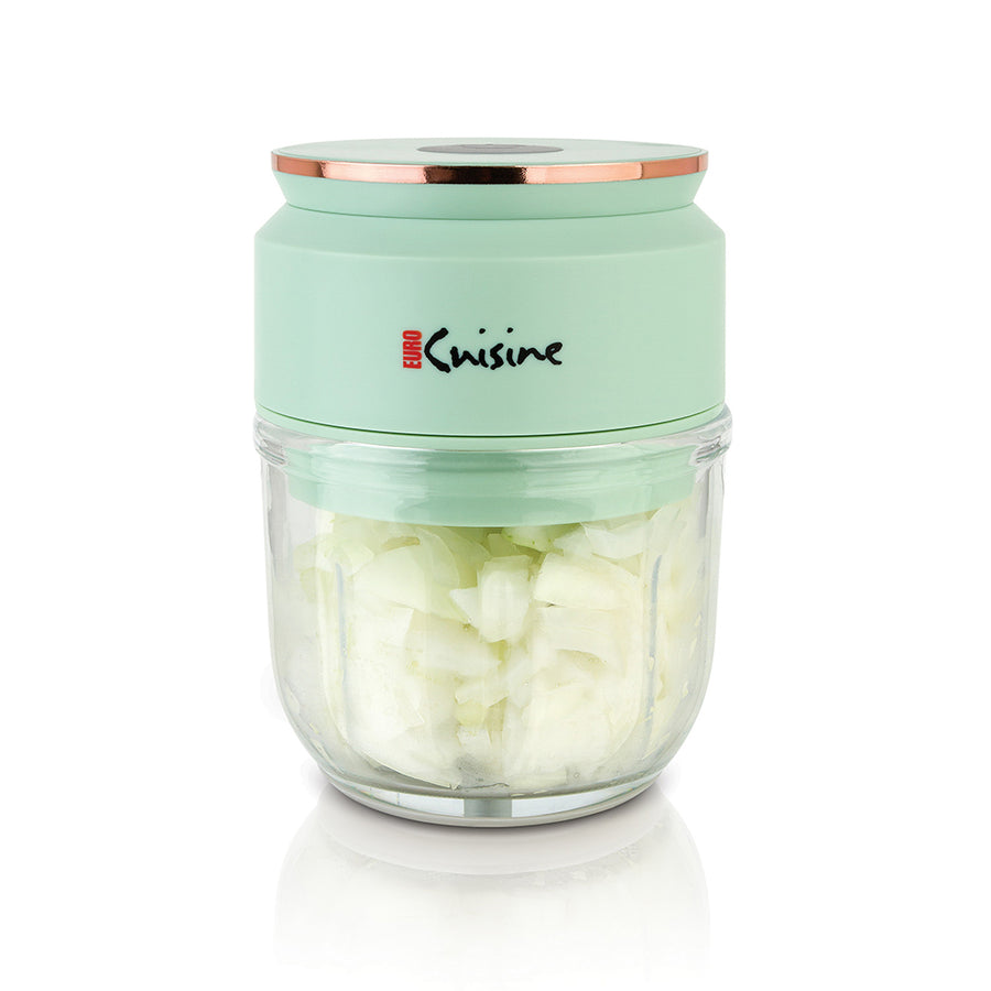Euro Cuisine Mini Cordless/Rechargeable Chopper with USB Cord & Glass Bowl - Green