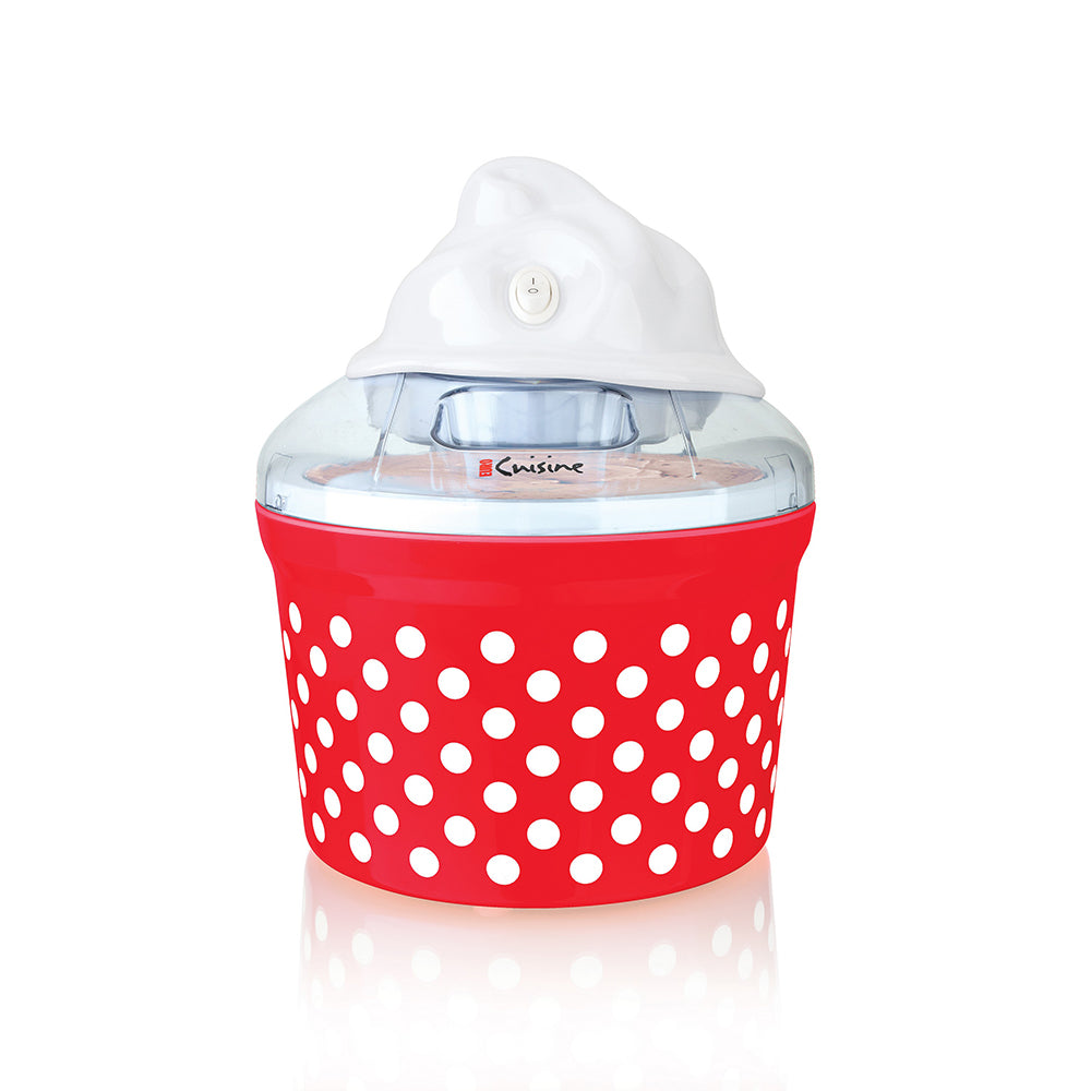 Euro Cuisine ICM26RD  Automatic Ice Cream, Sorbet & Frozen Yogurt Maker with 4 Glass Ice Cream Cup