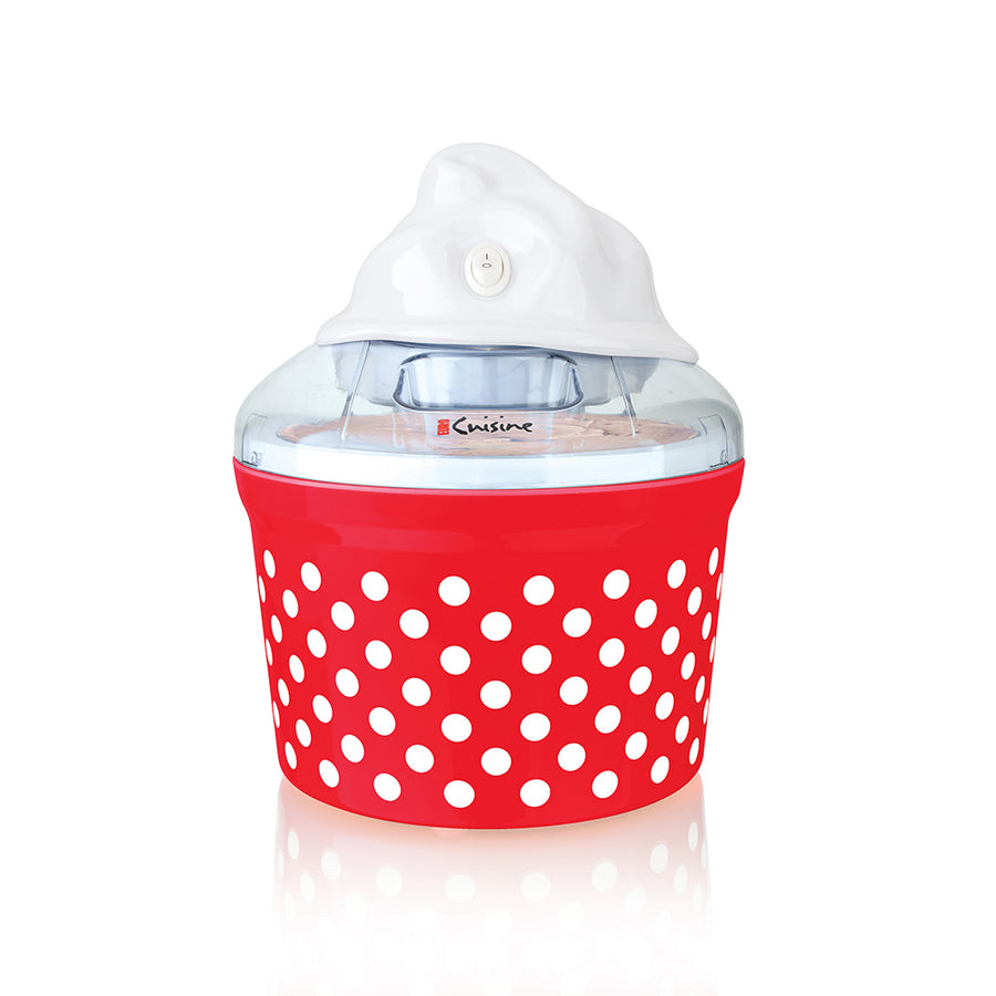 Euro Cuisine ICM26RD  Automatic Ice Cream, Sorbet & Frozen Yogurt Maker with 4 Glass Ice Cream Cup
