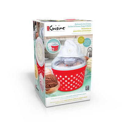 Euro Cuisine ICM26RD  Automatic Ice Cream, Sorbet & Frozen Yogurt Maker with 4 Glass Ice Cream Cup