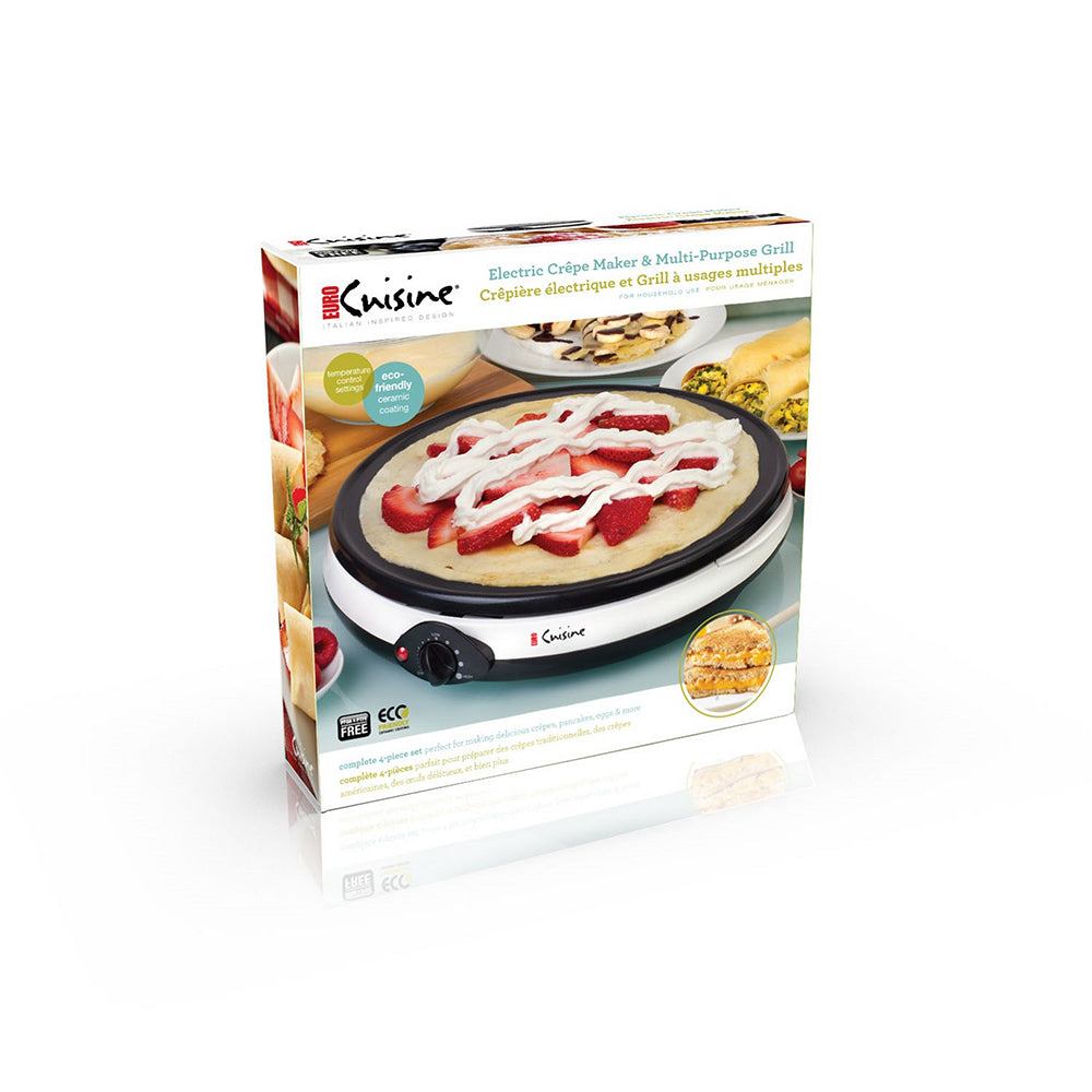 Euro Cuisine CM20 - Crepe Maker With Eco-Friendly Non-Stick PFOA and PTFE Free Ceramic Coating
